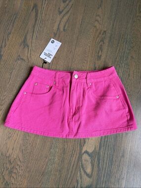 Bright Pink Denim Mini Skirt by Wild Fable